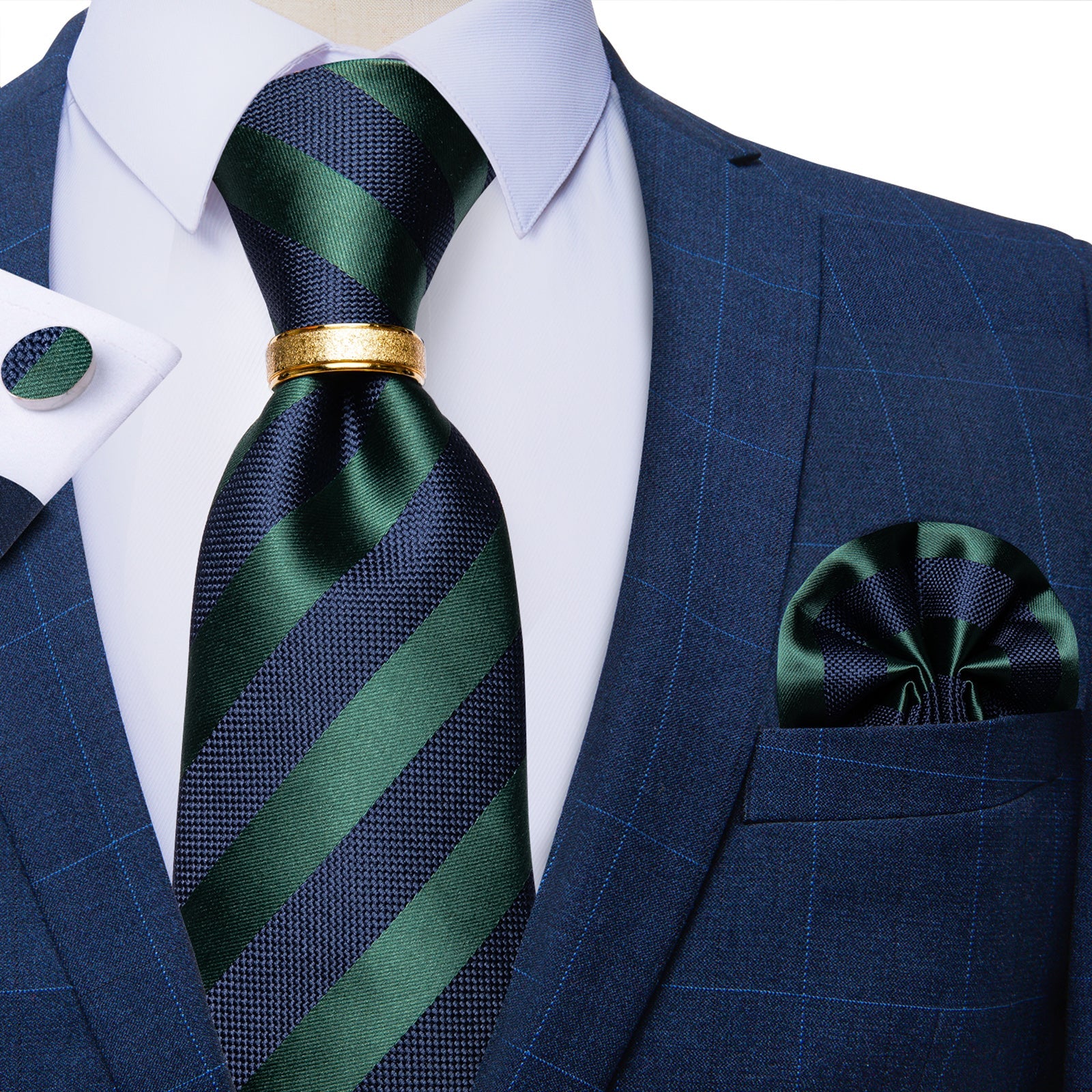GentCrest Blue Striped Tie with Rings - Image 1
