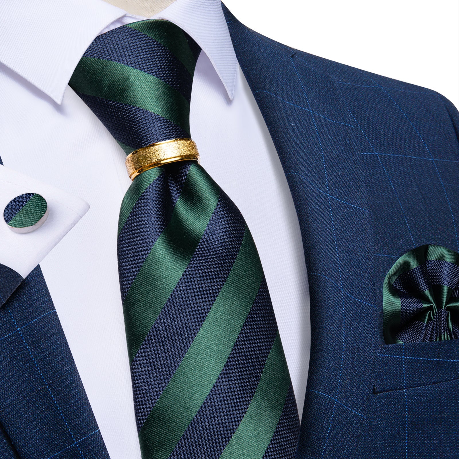 GentCrest Blue Striped Tie with Rings - Image 6