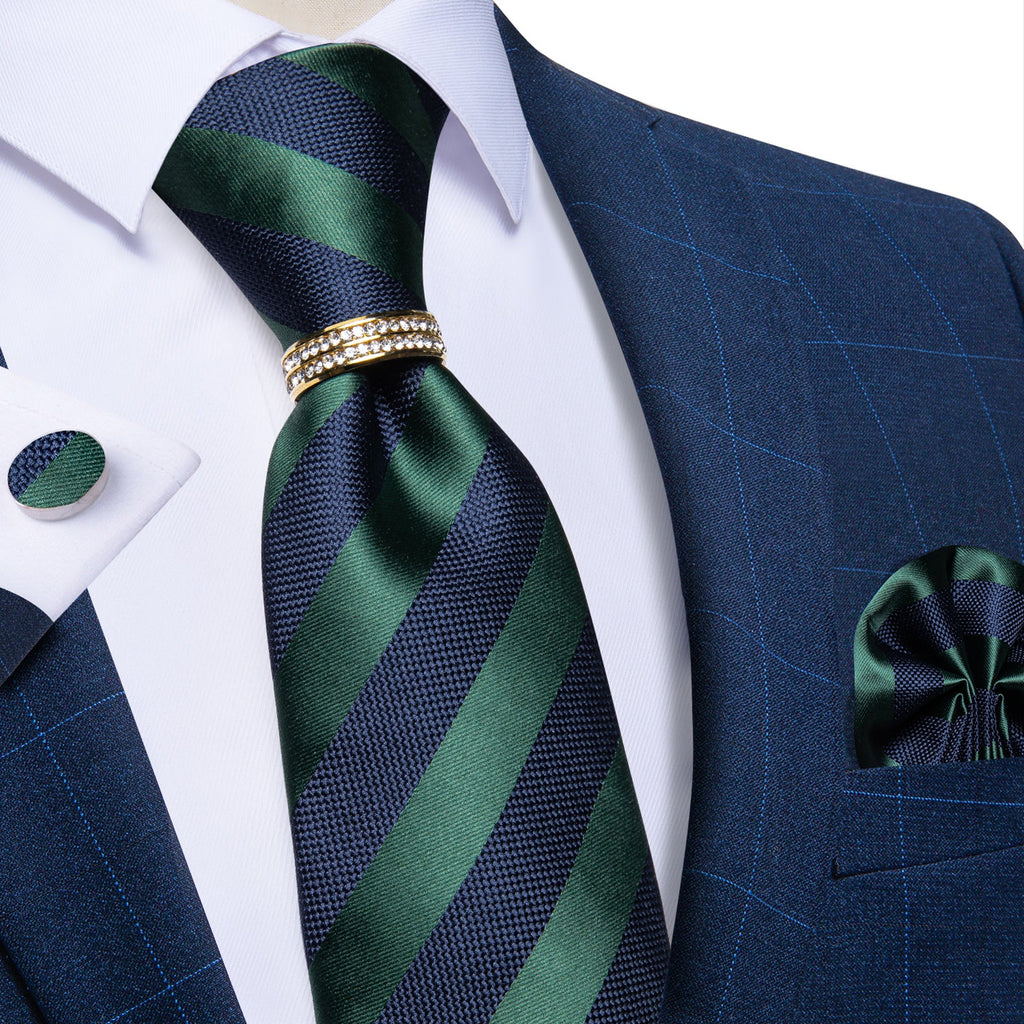 GentCrest Blue Striped Tie with Rings - Image 5