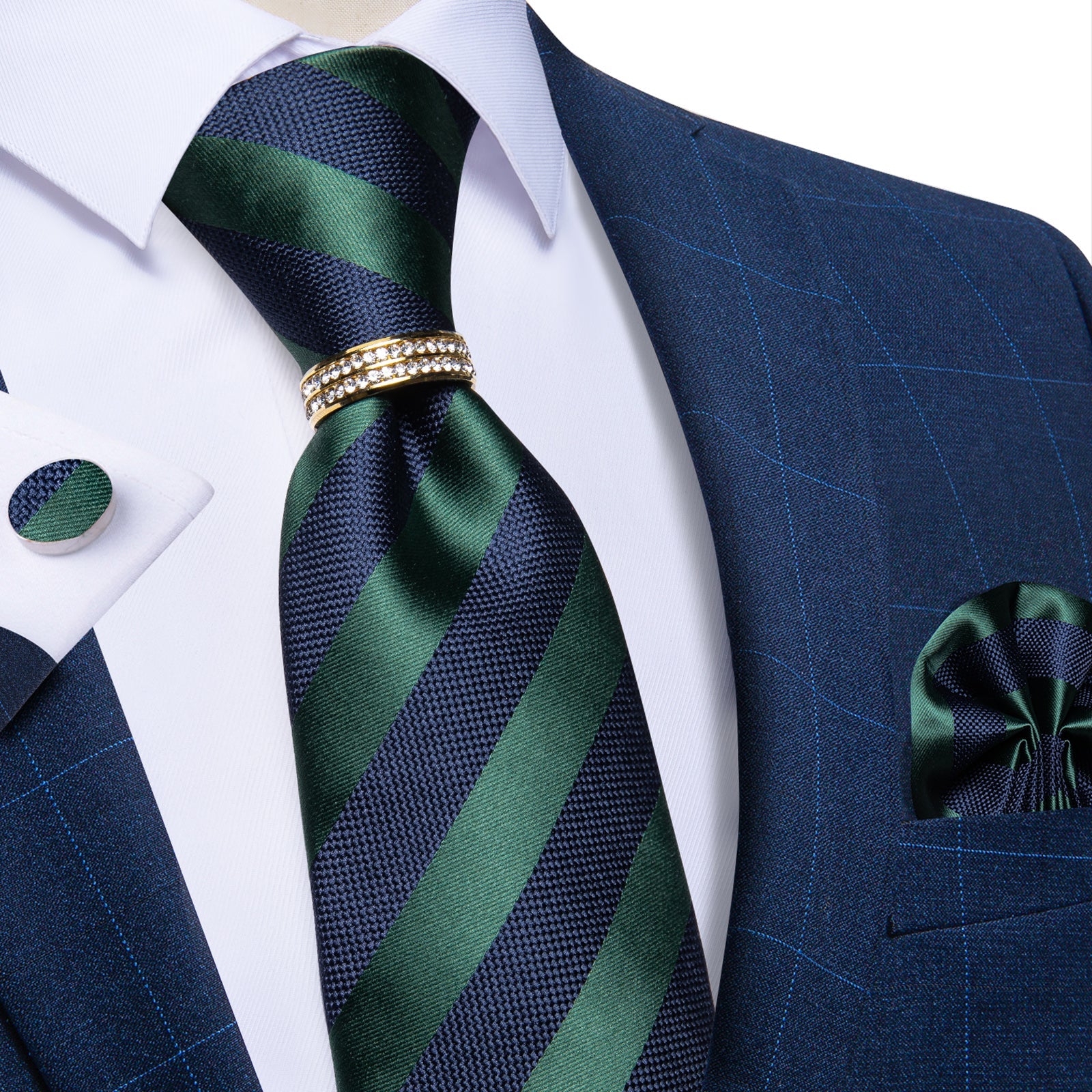 GentCrest Blue Striped Tie with Rings - Image 5