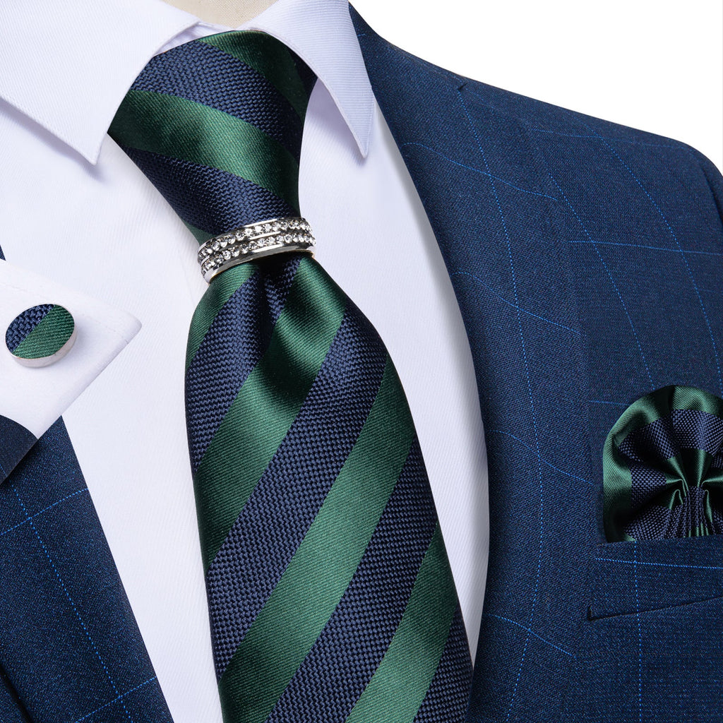 GentCrest Blue Striped Tie with Rings - Image 4
