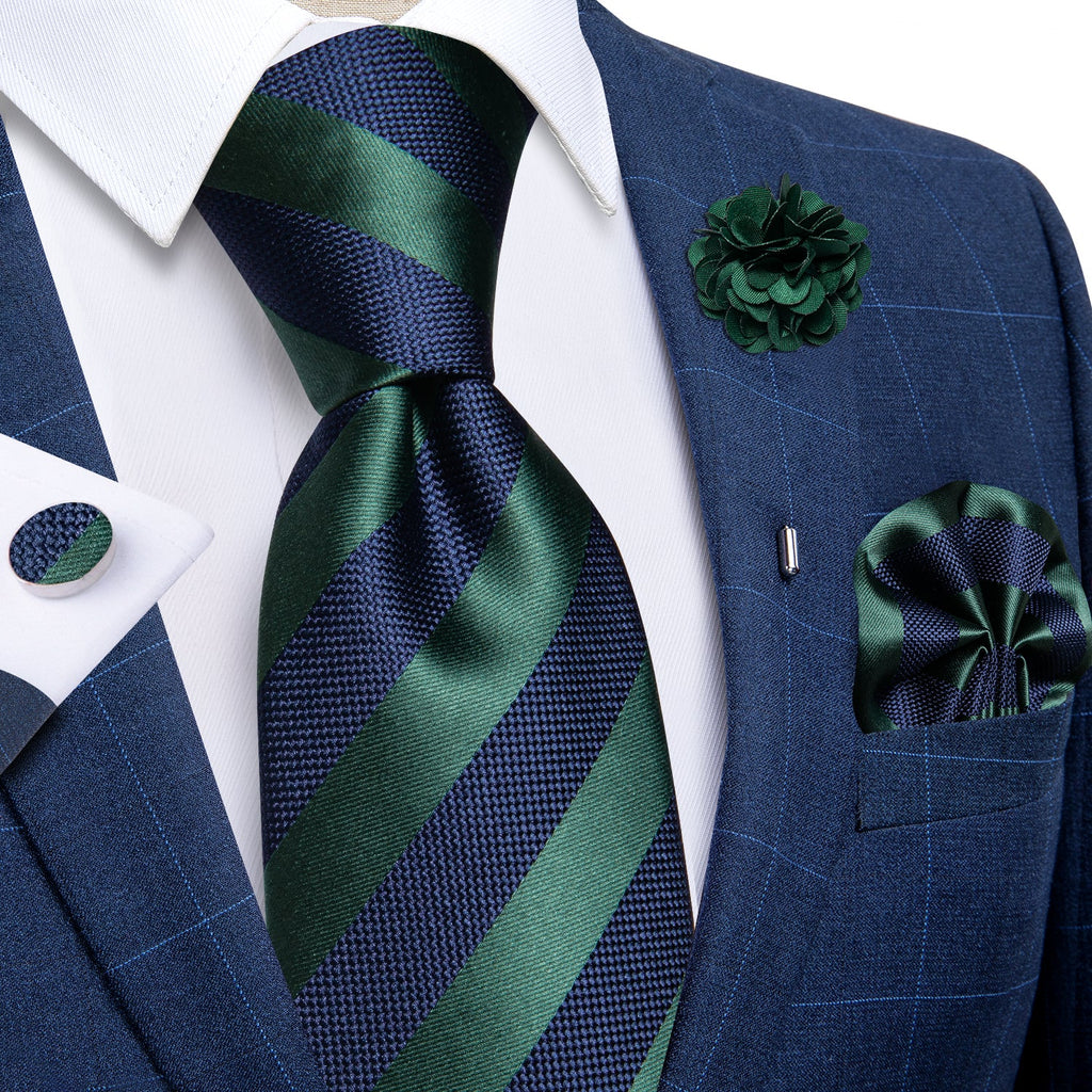 GentCrest Blue Striped Tie with Lapel Pin - Image 2