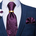 GentCrest Purple Paisley Tie with Rings - Image 1