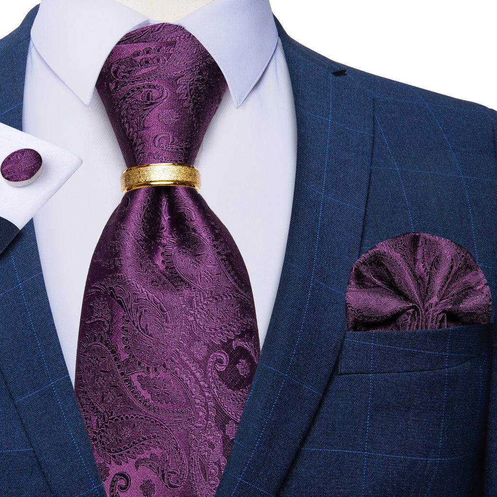 GentCrest Purple Paisley Tie with Rings - Image 5