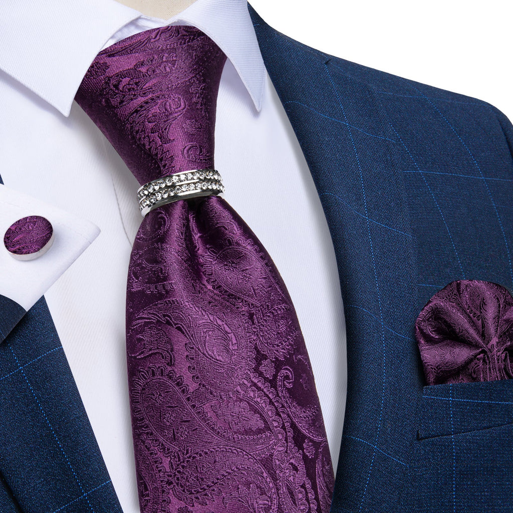 GentCrest Purple Paisley Tie with Rings - Image 5