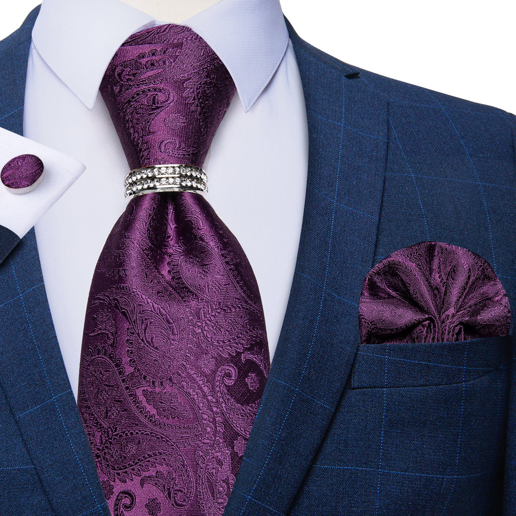 GentCrest Purple Paisley Tie with Rings - Image 6