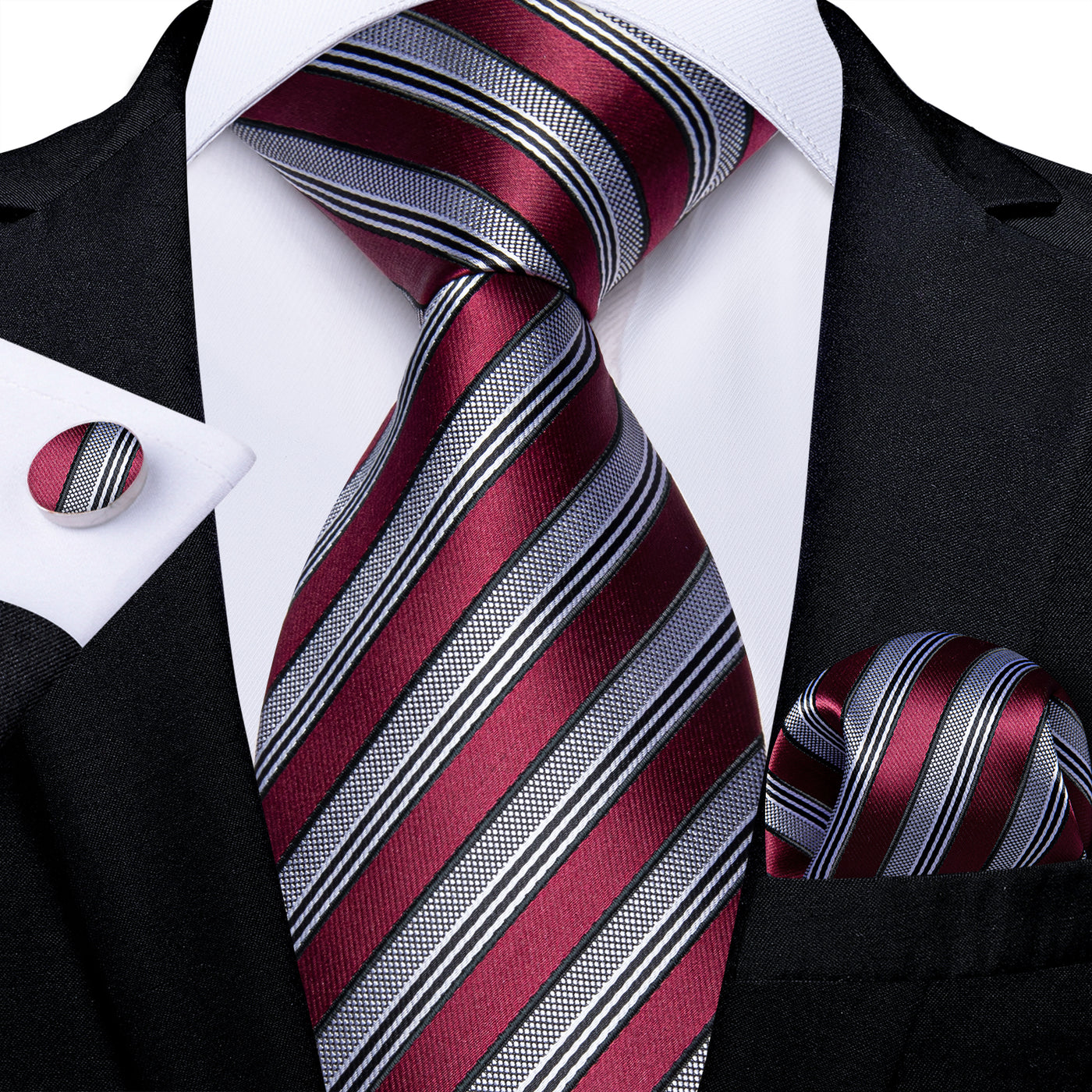 GentCrest Black Striped Tie Sets - Image 1