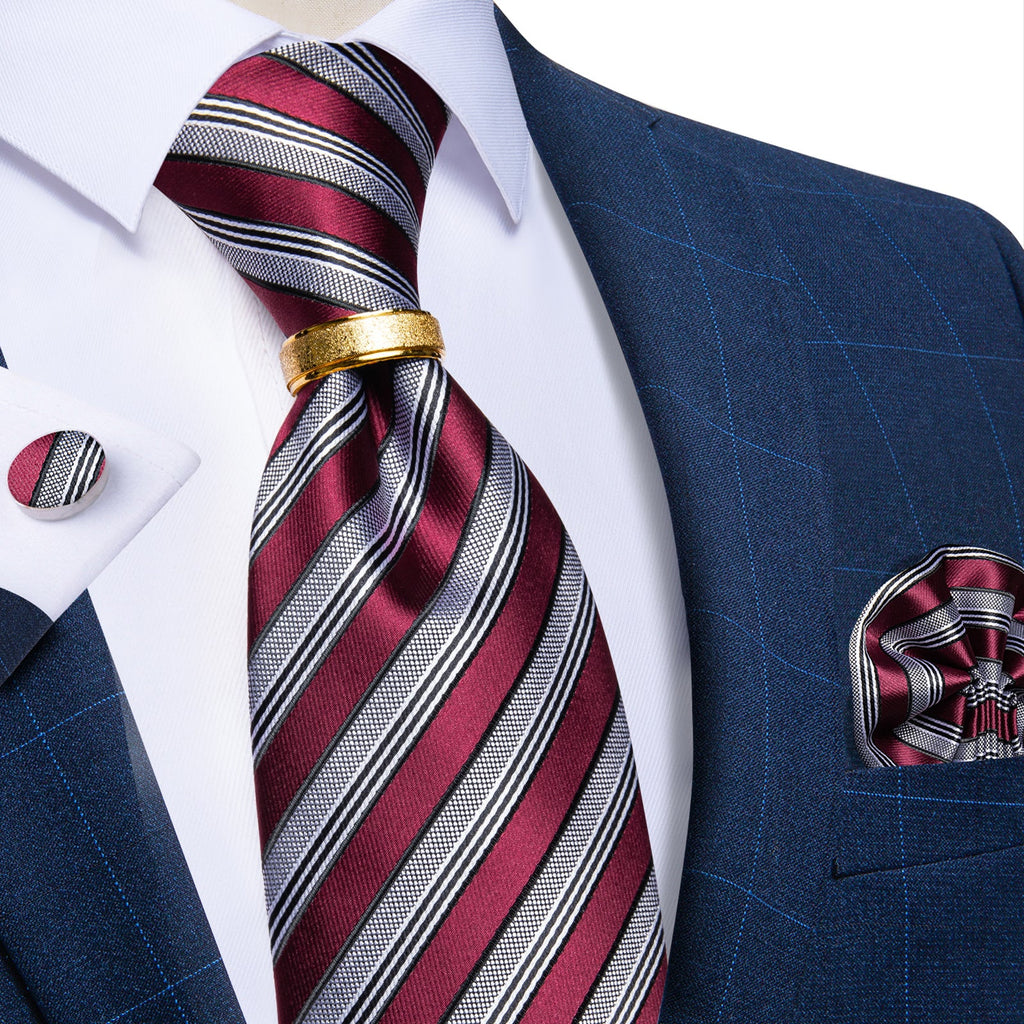 GentCrest Red Striped Tie with Rings - Image 6