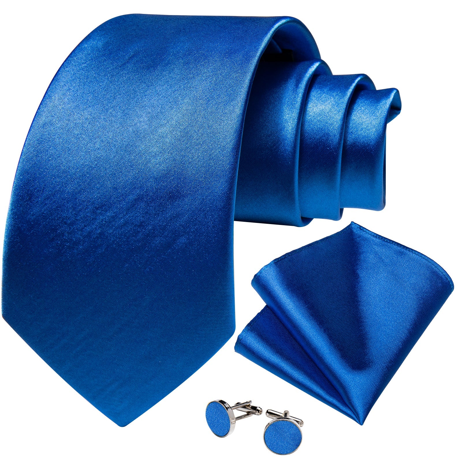 GentCrest Blue Solid Tie Hanky Cufflinks Set - Image 2