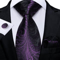 GentCrest Purple Paisley Tie Hanky Cufflinks Set - Image 1