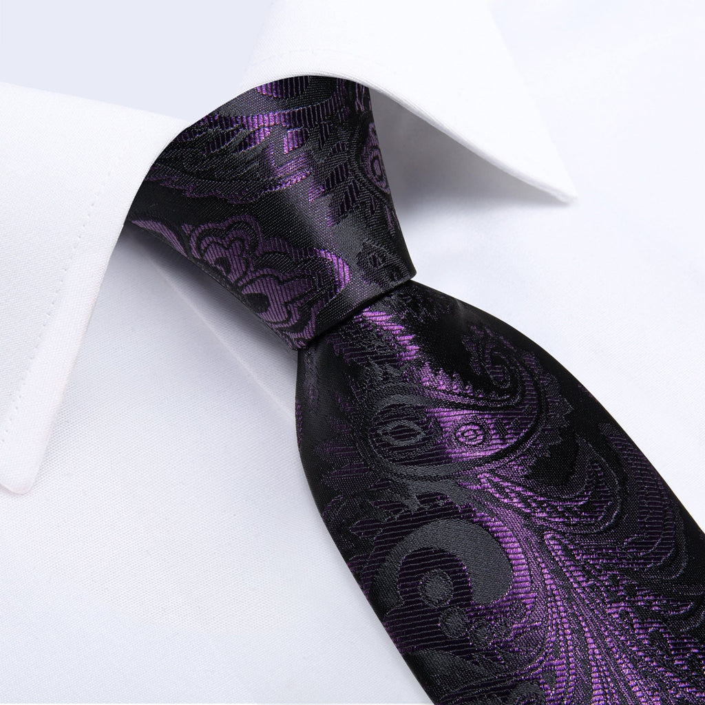 GentCrest Purple Paisley Tie Hanky Cufflinks Set - Image 3