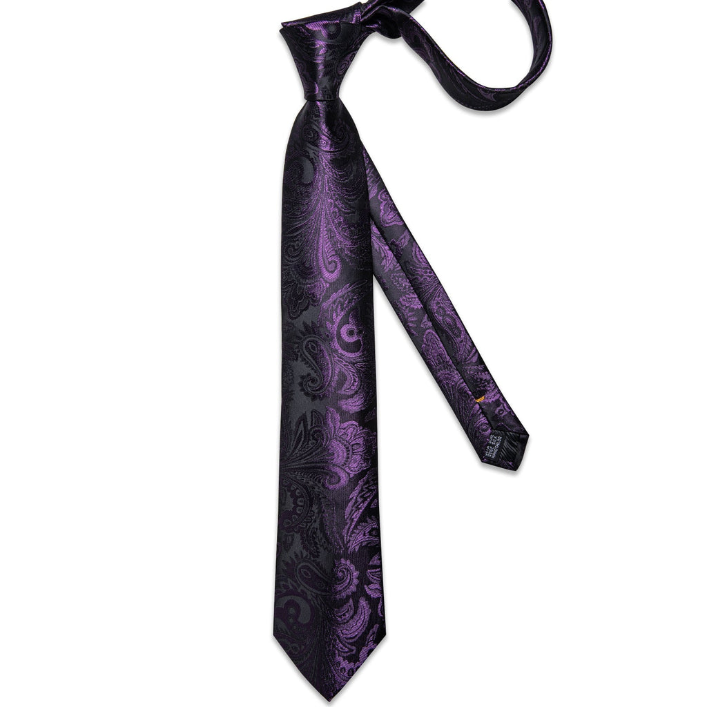 GentCrest Purple Paisley Tie Hanky Cufflinks Set - Image 4