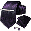GentCrest Purple Paisley Tie Hanky Cufflinks Set - Image 1