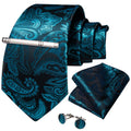 GentCrest Blue Paisley Tie With Clips - Image 1