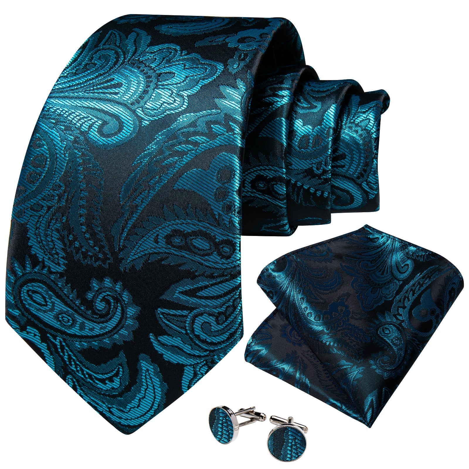 GentCrest Blue Paisley Tie With Clips - Image 3