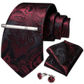 GentCrest Black Paisley Tie Hanky Cufflinks Set - Image 1