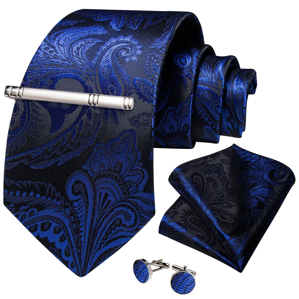 GentCrest Black Paisley Tie Hanky Cufflinks Set - Image 1