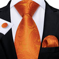 Orange Paisley Silk Tie Set - GentCrest