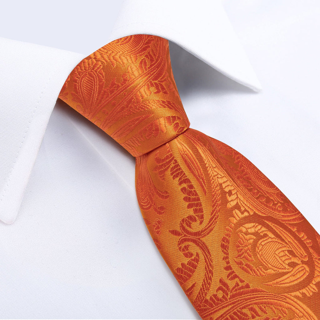 GentCrest Orange Paisley Tie With Clips - Image 7