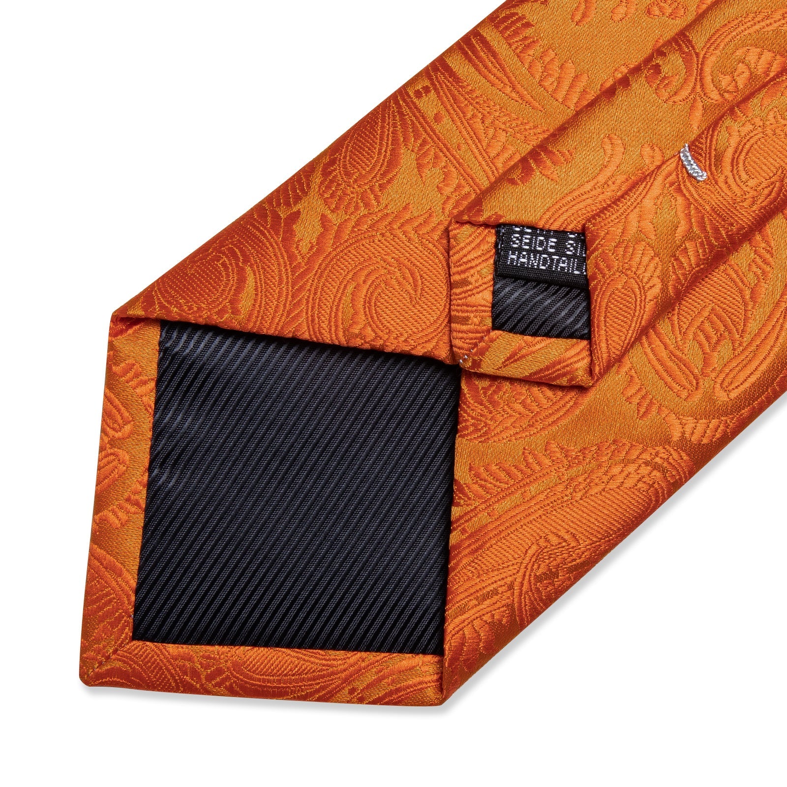 GentCrest Orange Paisley Tie With Clips - Image 4