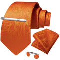 GentCrest Orange Paisley Tie With Clips - Image 1