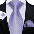 Lavender Plaid Silk Tie Set - GentCrest