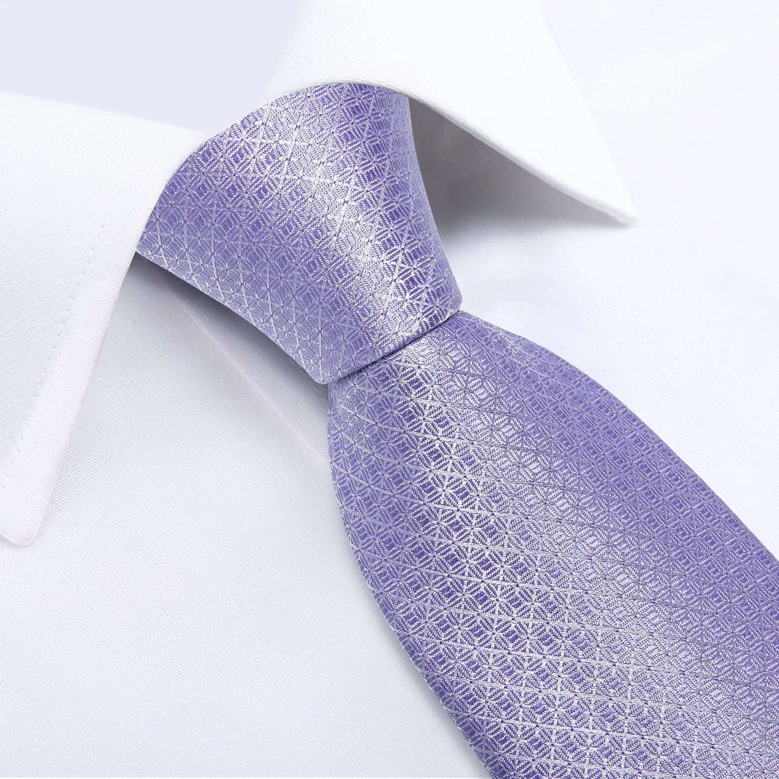 Lavender Plaid Silk Tie Set - GentCrest - View 2