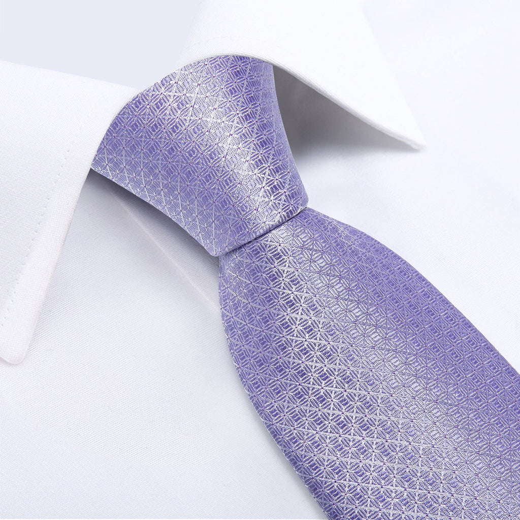 GentCrest Purple Plaid Tie with Lapel Pin - Image 4