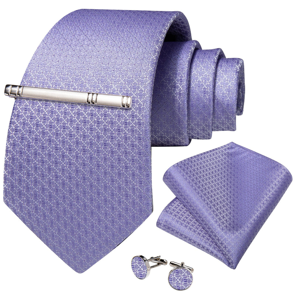 GentCrest Purple Plaid Tie Hanky Cufflinks Set - Image 1