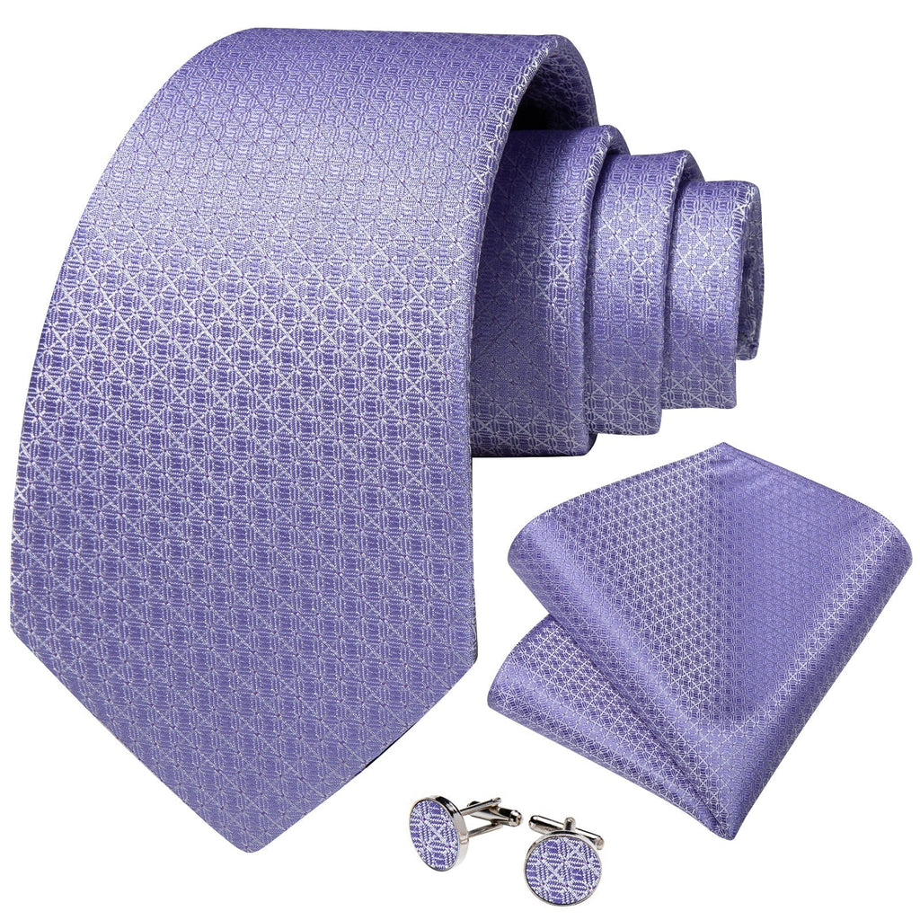 Lavender Plaid Silk Tie Set - GentCrest - View 3
