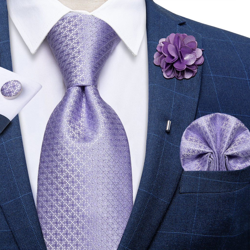 GentCrest Purple Plaid Tie with Lapel Pin - Image 2