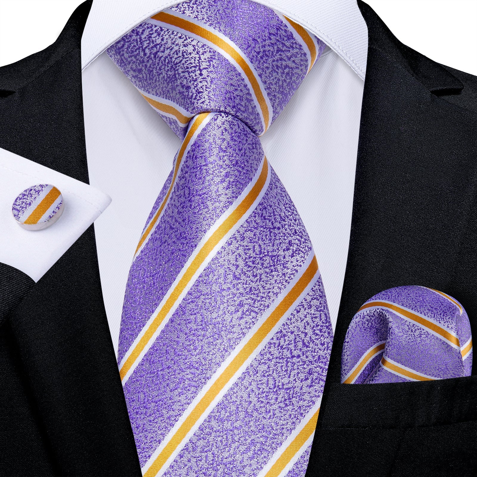 GentCrest Purple Striped Tie With Clips - Image 3