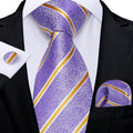 GentCrest Purple Striped Tie Hanky Cufflinks Set - Image 1