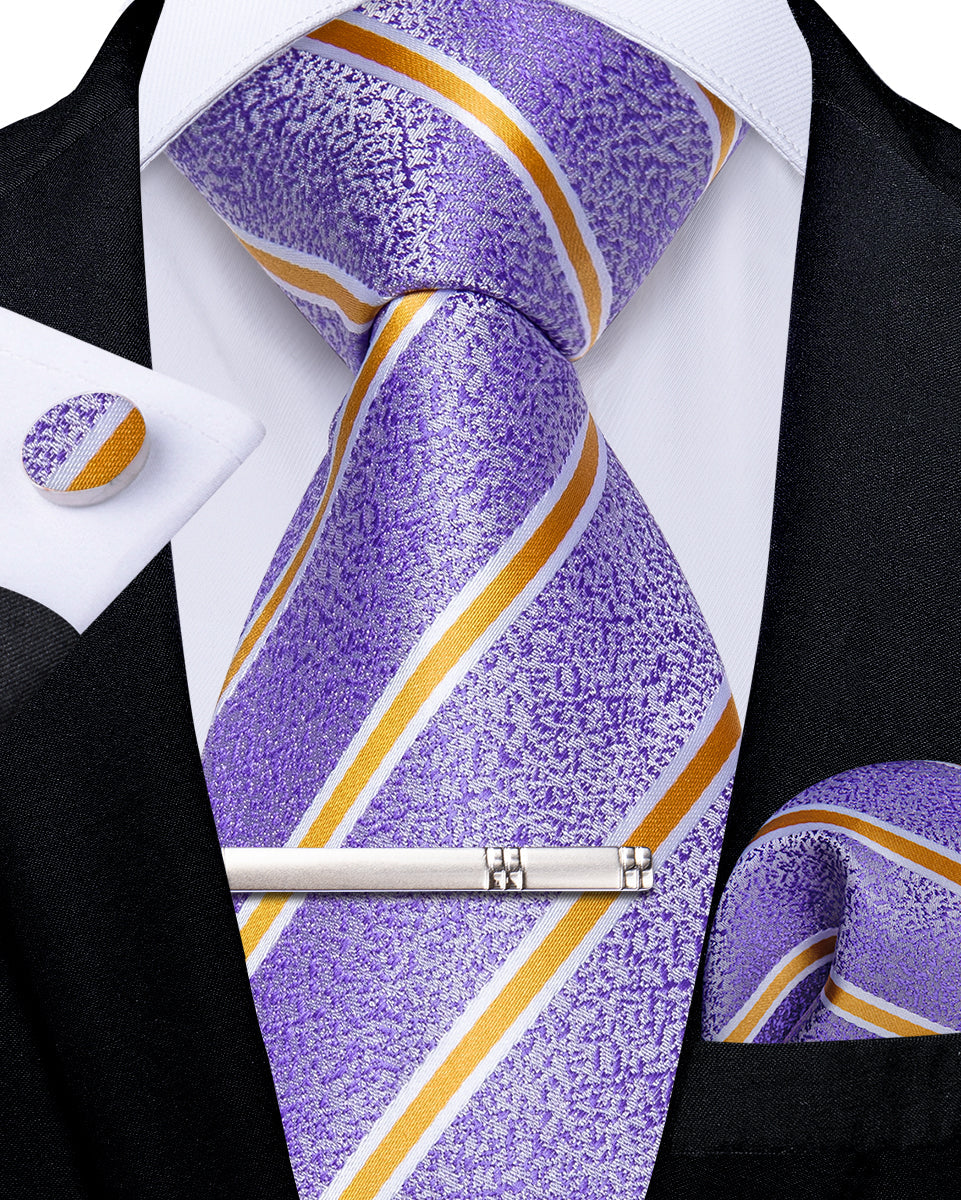 GentCrest Purple Striped Tie With Clips - Image 2