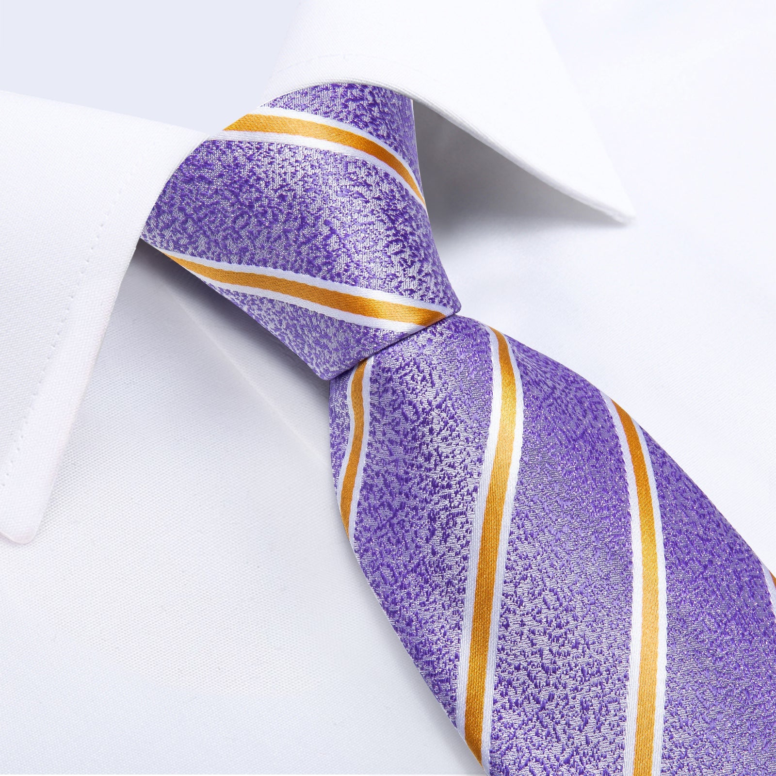 GentCrest Purple Striped Tie with Lapel Pin - Image 5