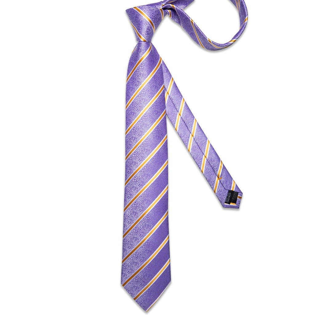 GentCrest Purple Striped Tie with Lapel Pin - Image 4