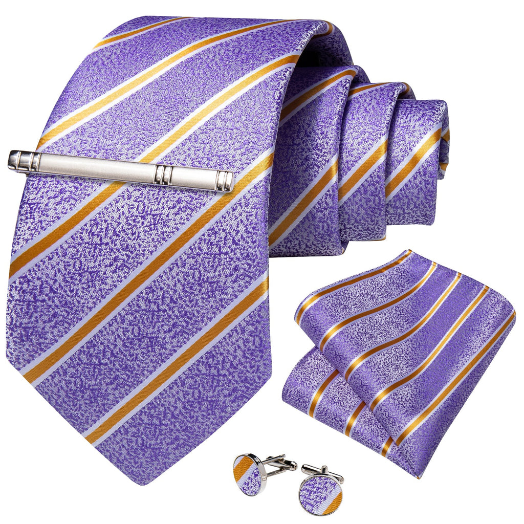 GentCrest Purple Striped Tie With Clips - Image 1