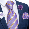 GentCrest Purple Striped Tie with Lapel Pin - Image 1