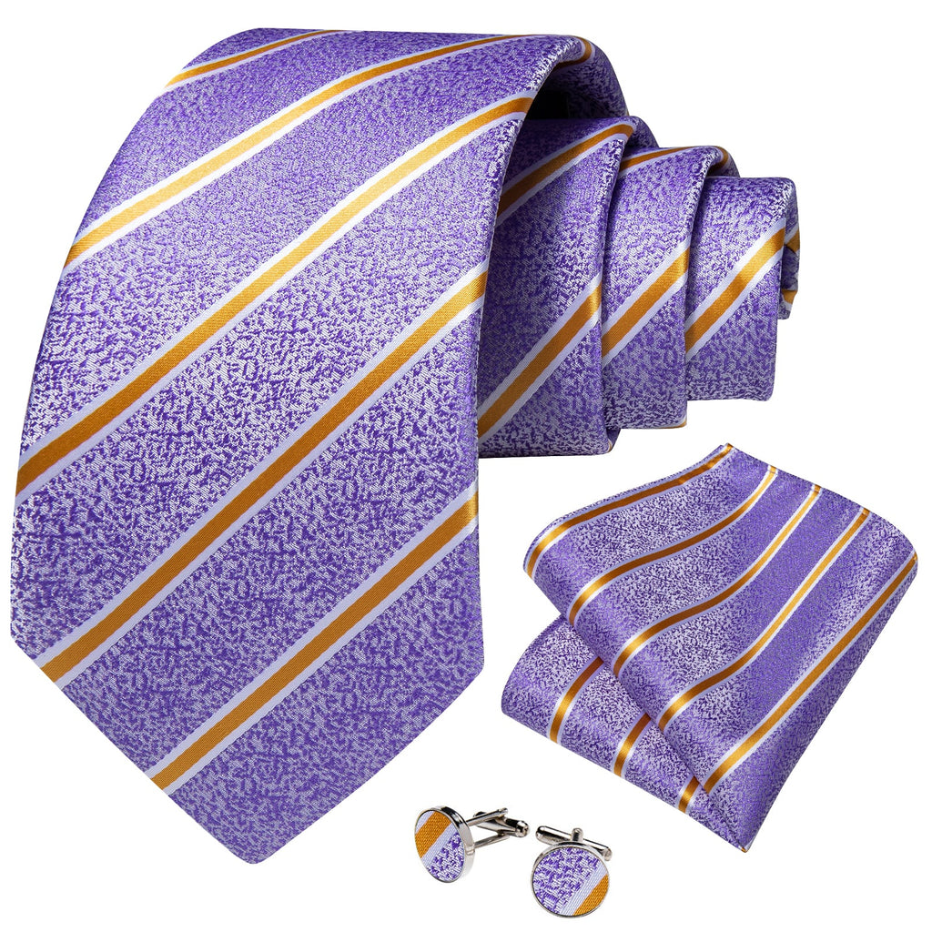 GentCrest Purple Striped Tie Hanky Cufflinks Set - Image 2