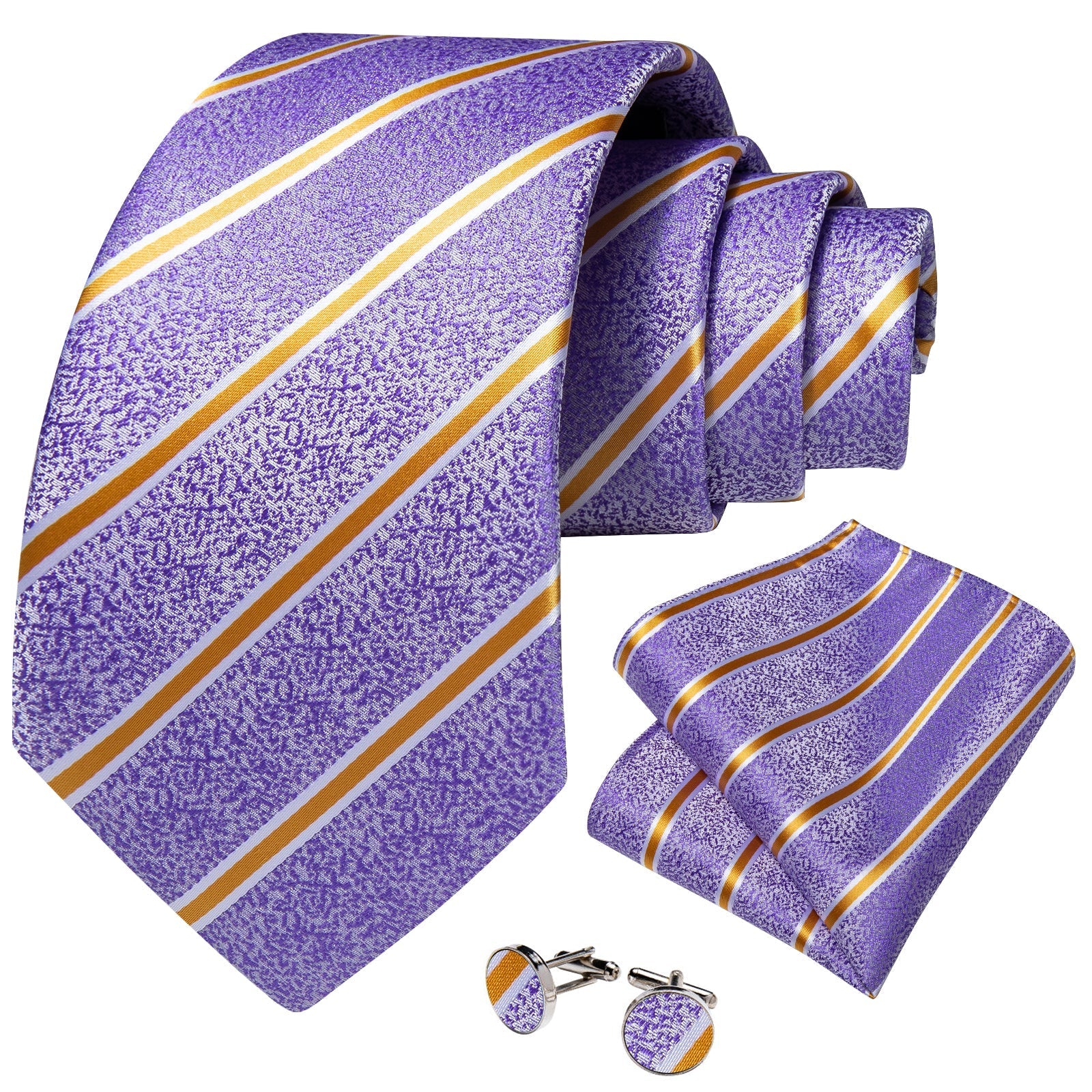 GentCrest Purple Striped Tie with Lapel Pin - Image 3