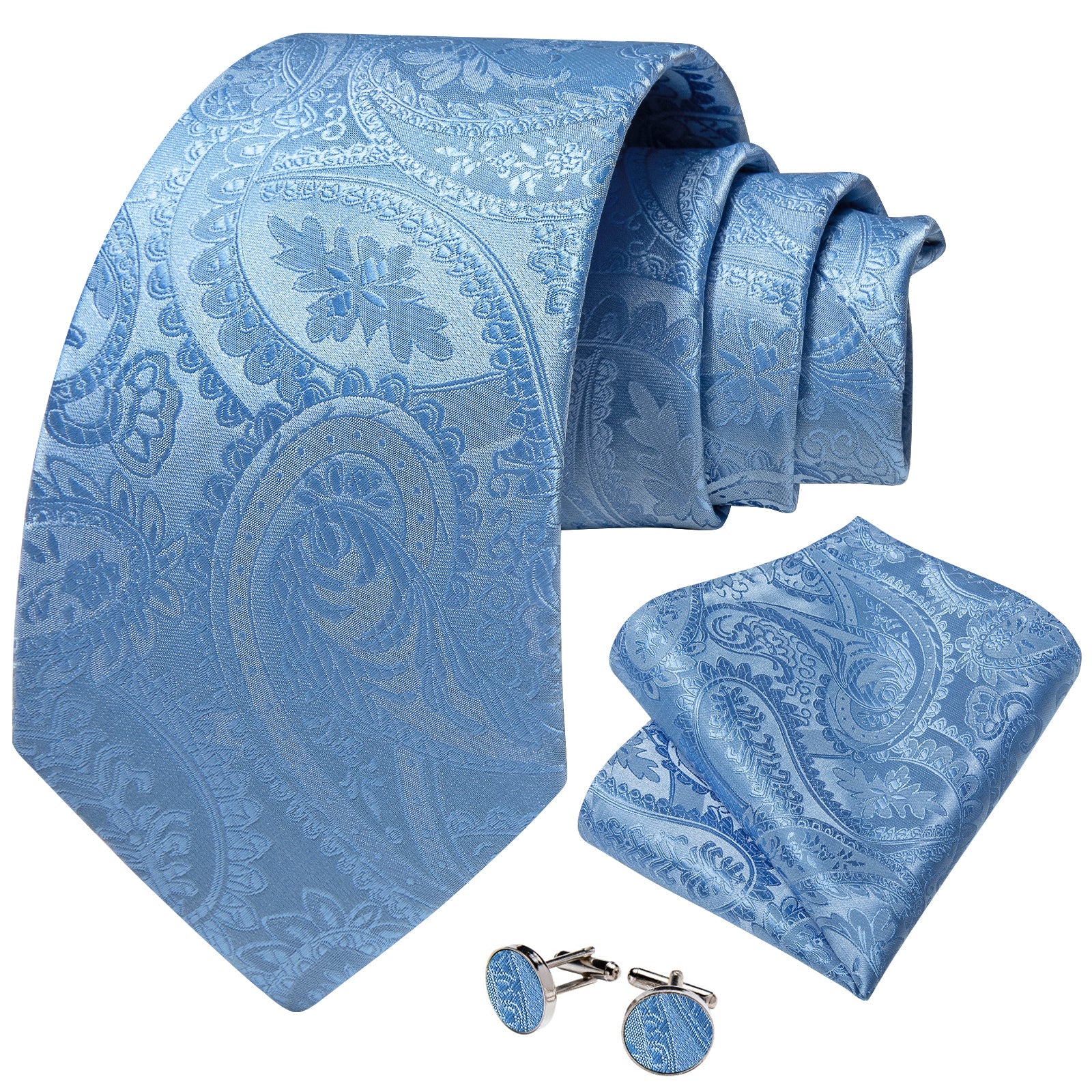GentCrest Blue Paisley Tie with Rings - Image 4