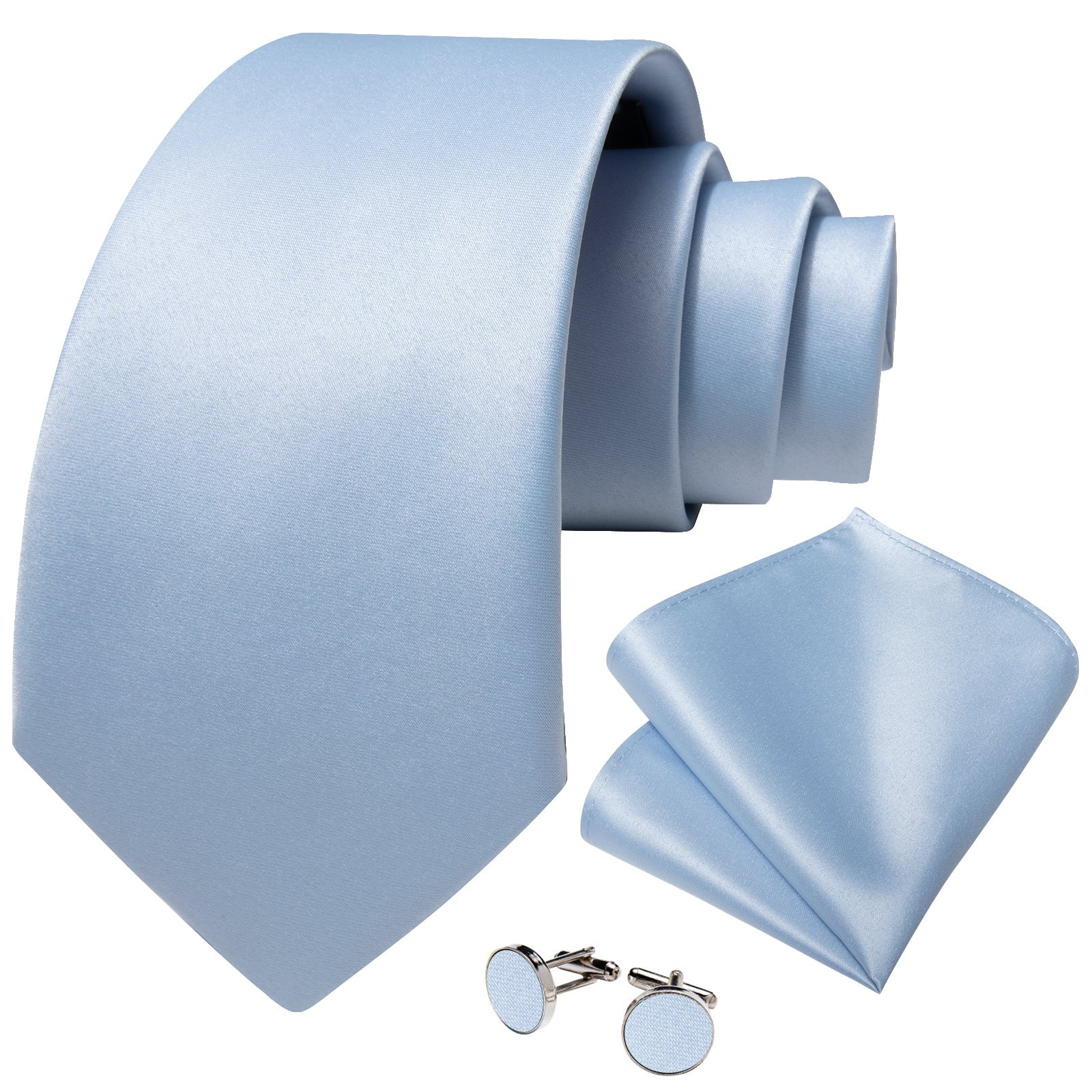 Baby Blue Silk Tie Set - GentCrest - View 3