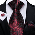 GentCrest Red Paisley Tie Hanky Cufflinks Set - Image 1