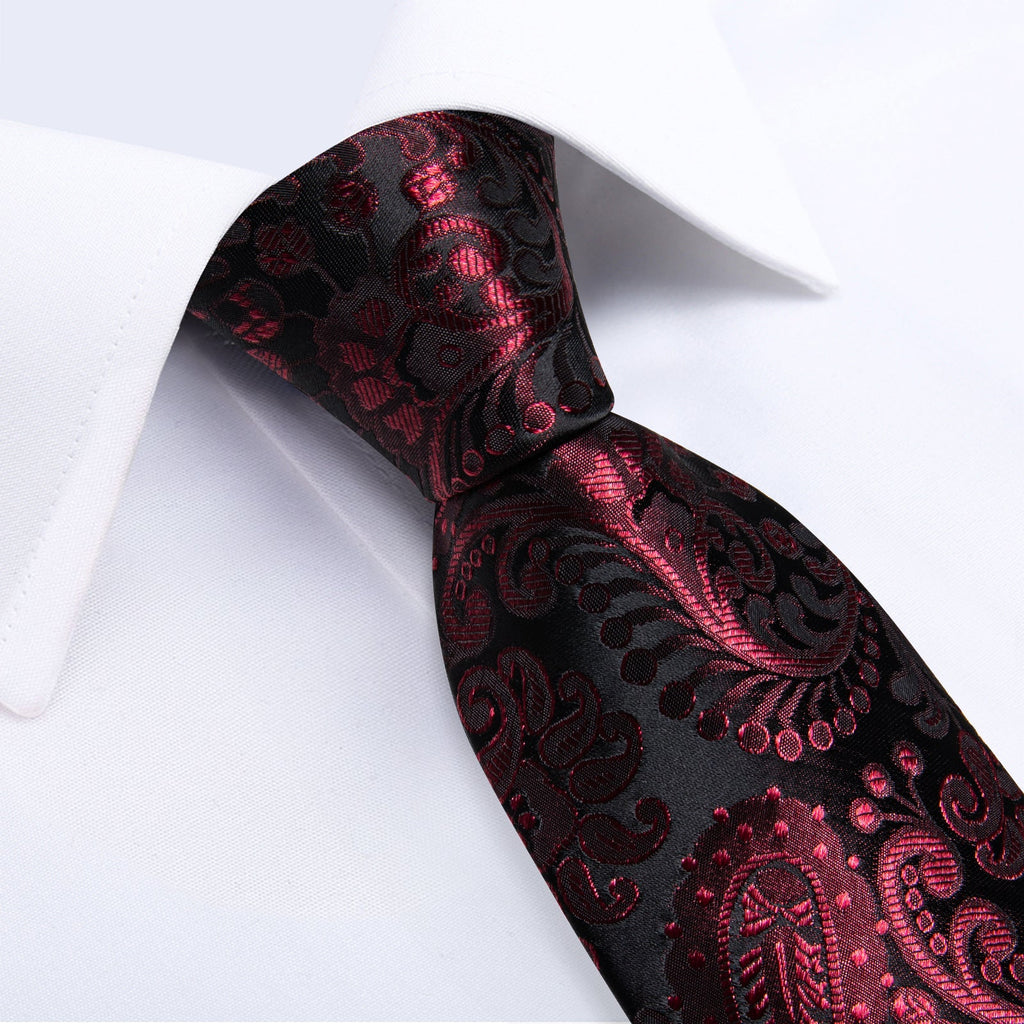 GentCrest Black Paisley Tie with Rings - Image 5