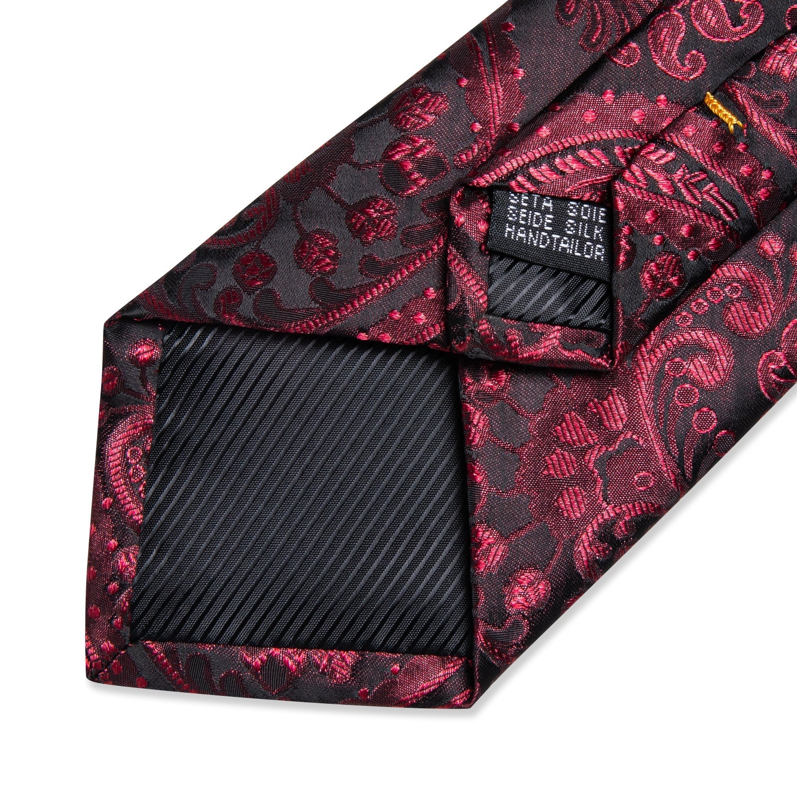 GentCrest Black Paisley Tie with Rings - Image 8