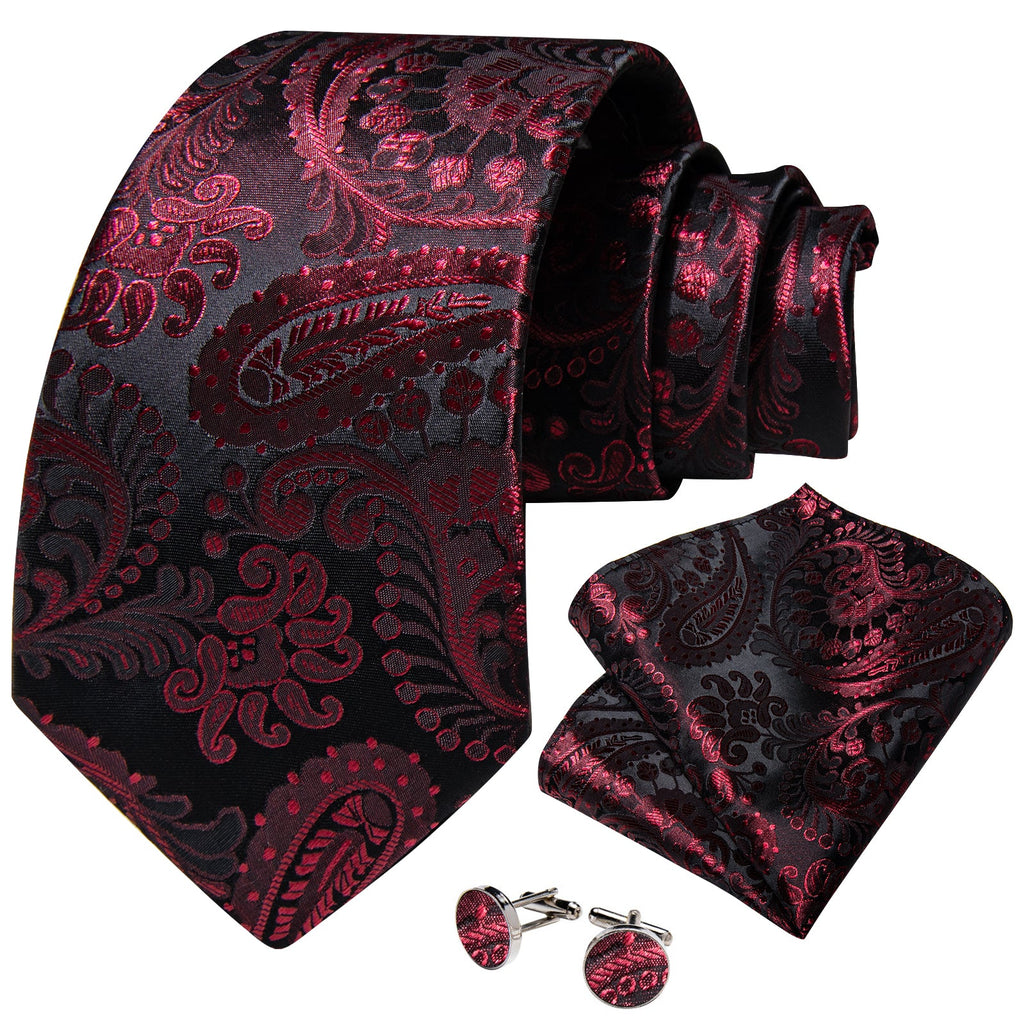 GentCrest Black Paisley Tie with Rings - Image 4