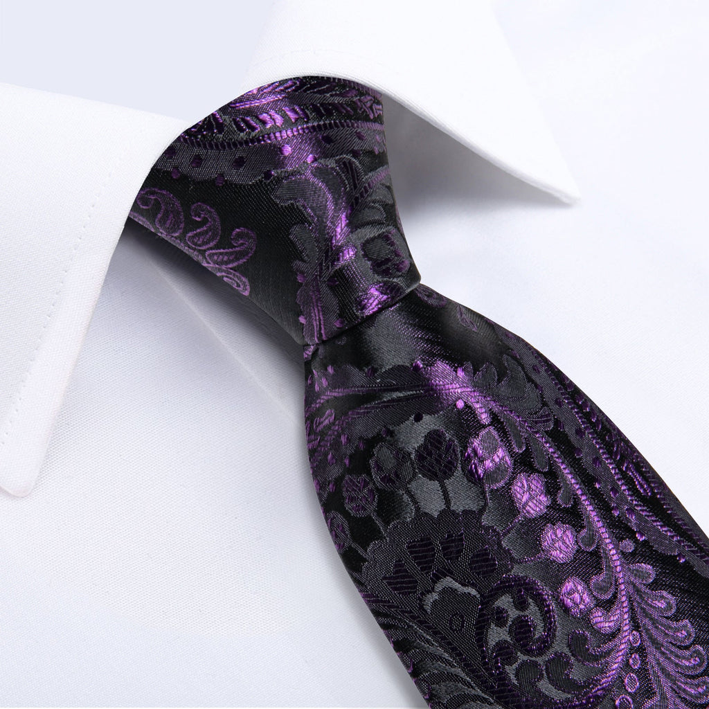 GentCrest Purple Paisley Tie Hanky Cufflinks Set - Image 4