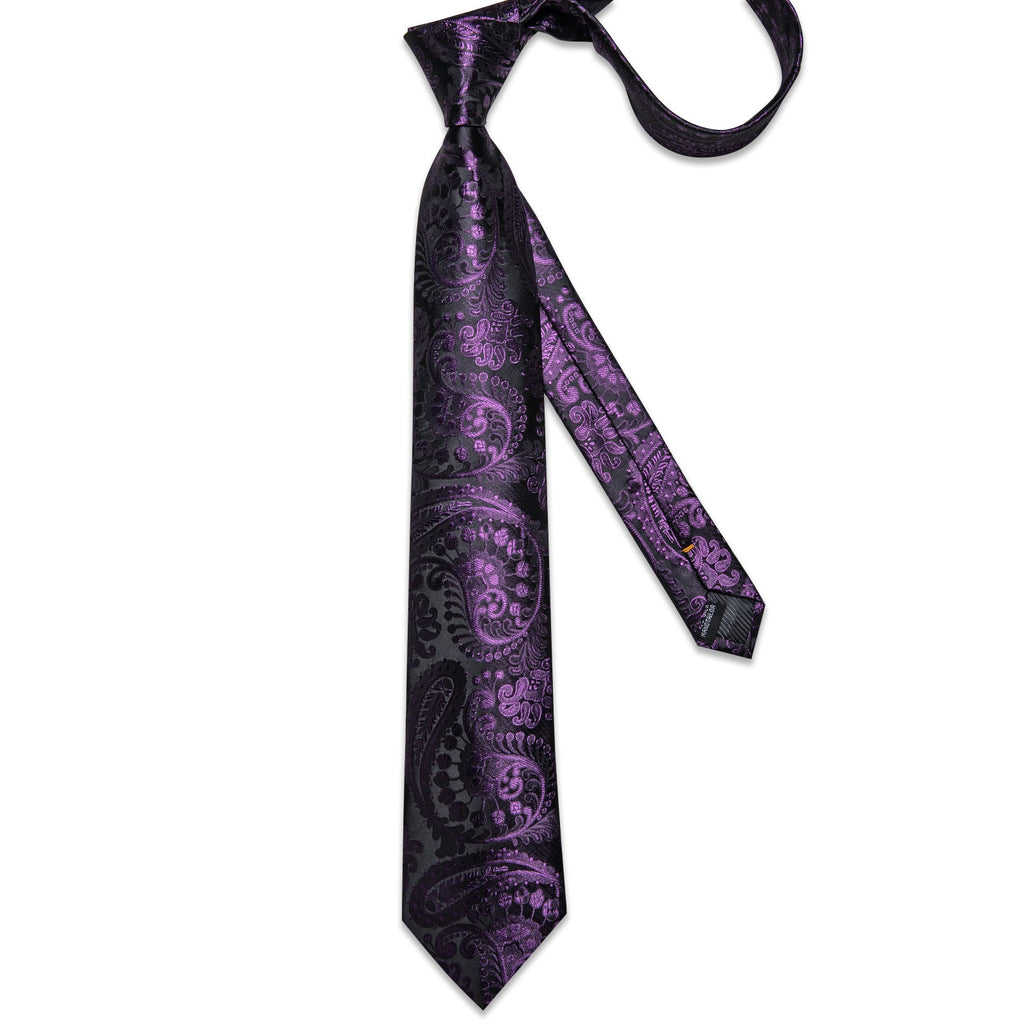 GentCrest Purple Paisley Tie Hanky Cufflinks Set - Image 3