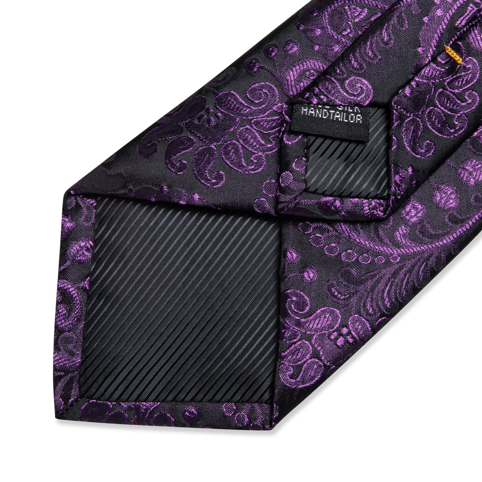 GentCrest Black Paisley Tie with Rings - Image 9