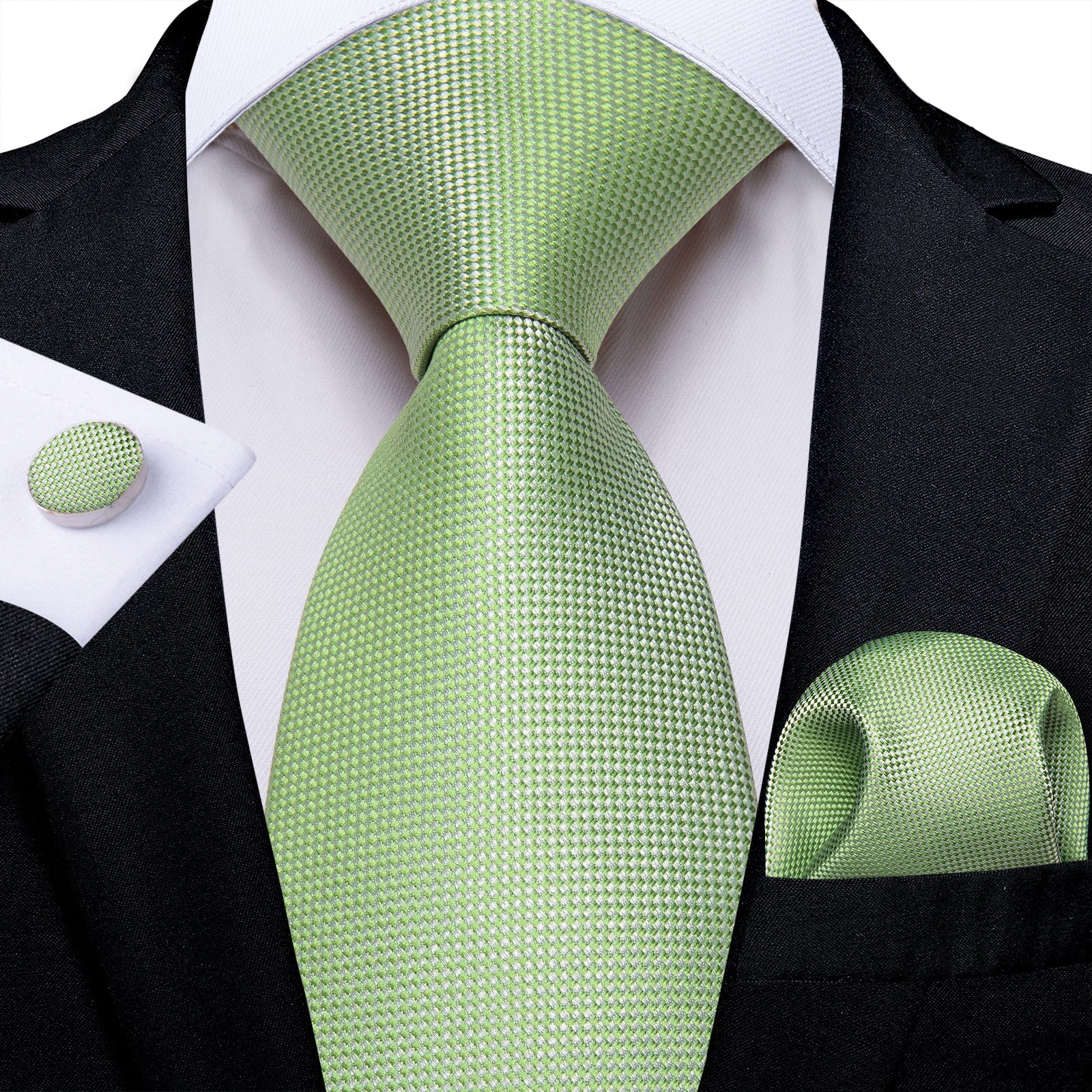 GentCrest Green Plaid Tie Hanky Cufflinks Set - Image 1